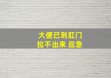 大便已到肛门拉不出来 应急